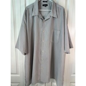 Diamante Men's 4XLT Gray Short Sleeve Button-Front Shirt Lightweight 100% Polyes